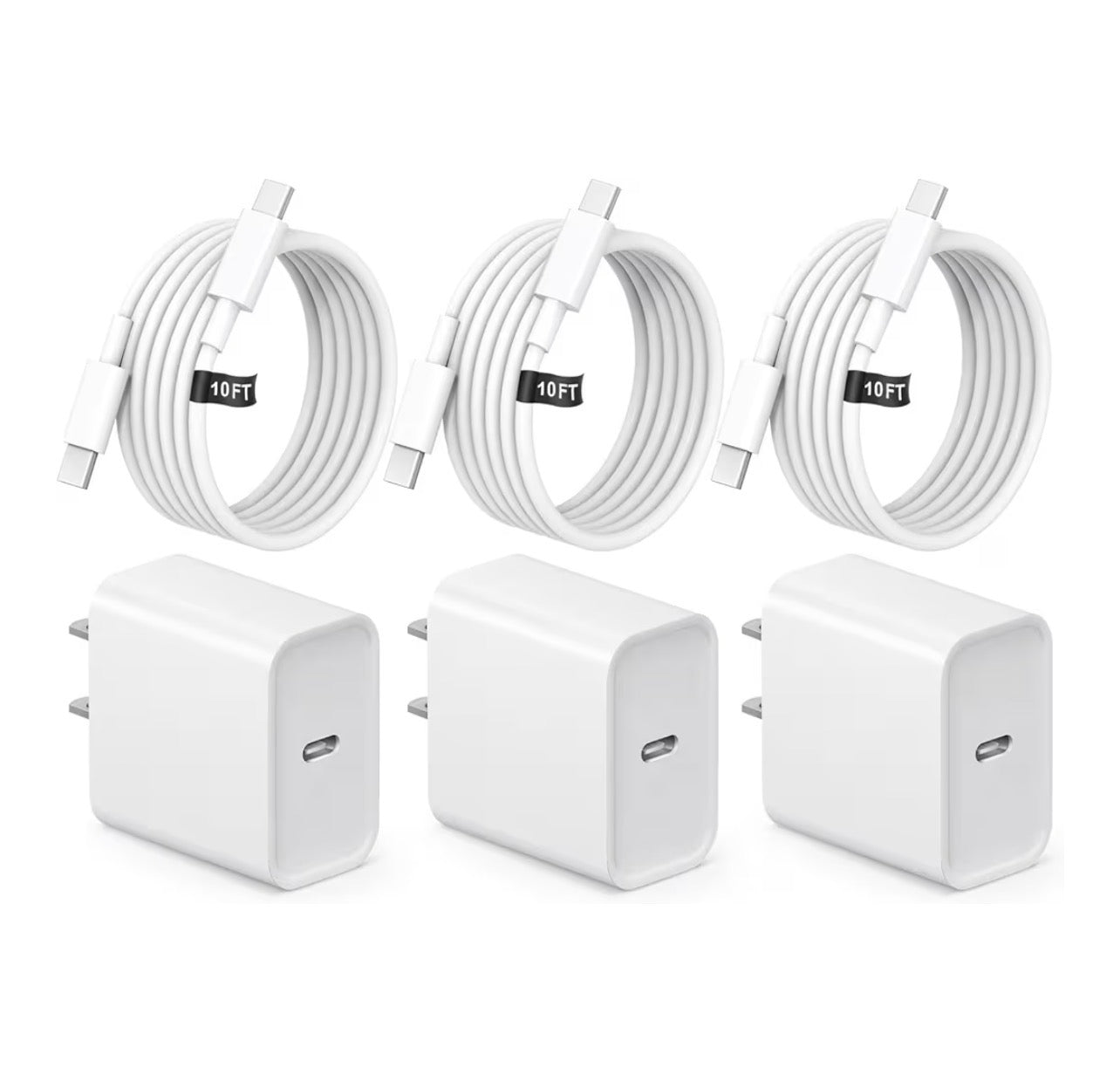 Set of 3 USB-C to USB-C cables of 3 m, 60W