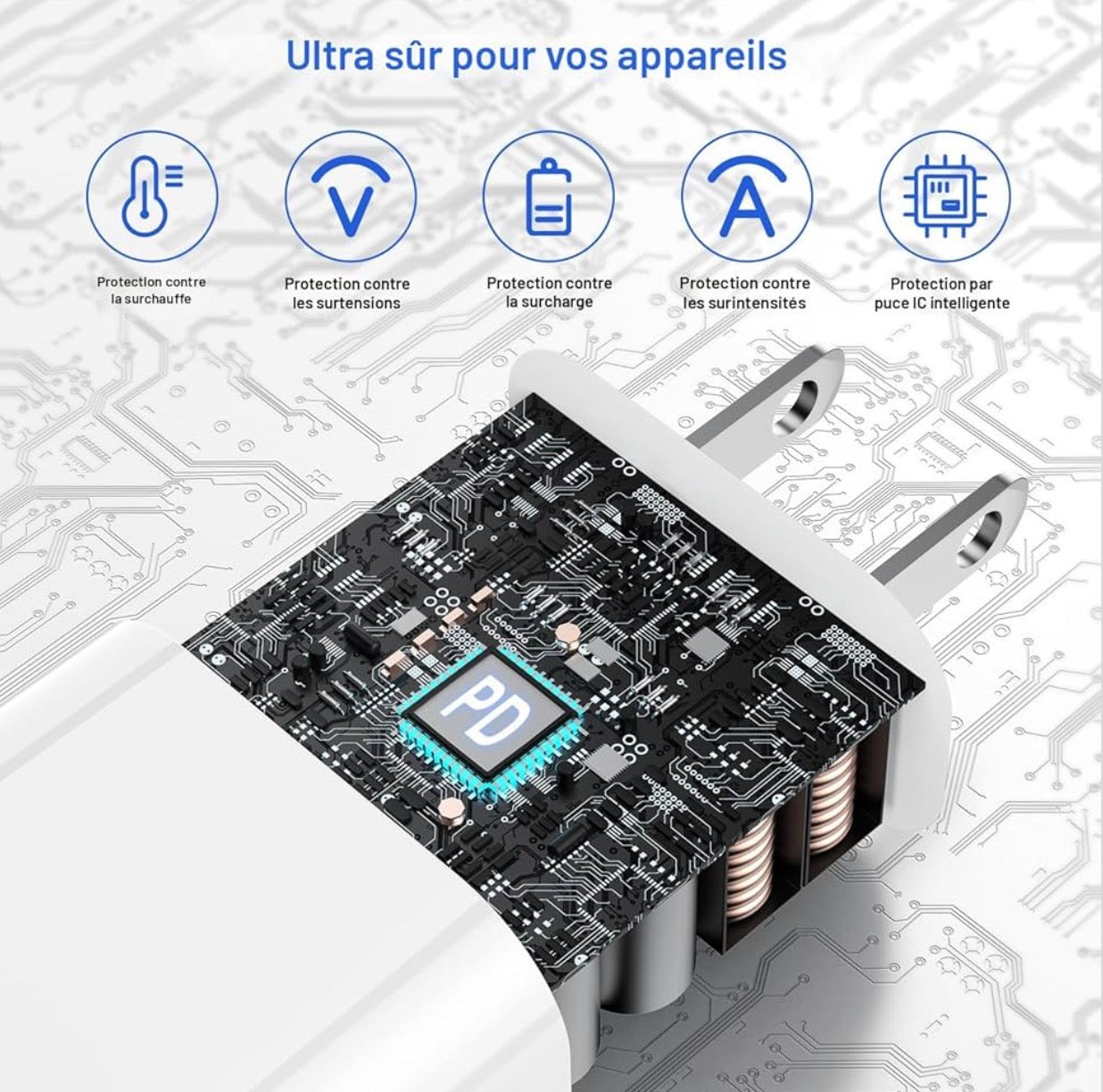 Set of 3 USB-C to USB-C cables of 3 m, 60W